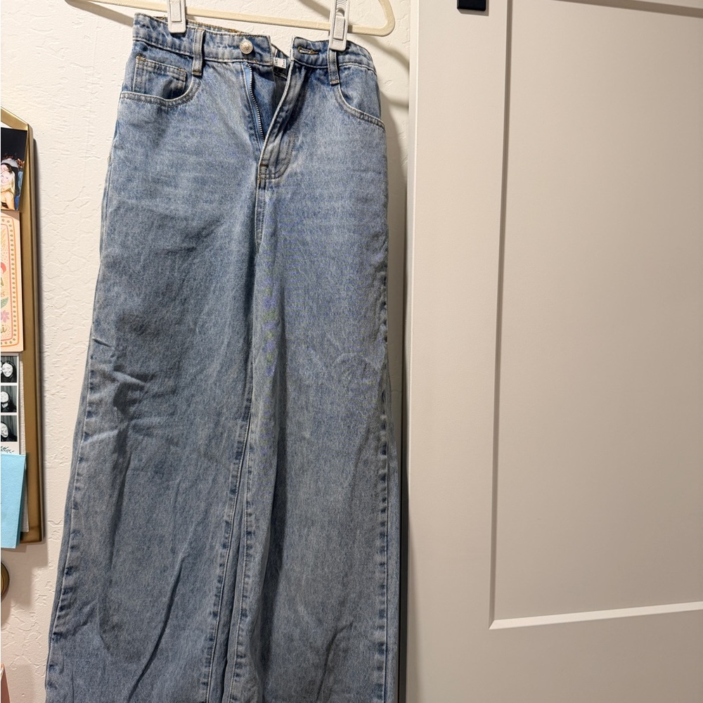 Princess Polly Light Blue Flare Jeans